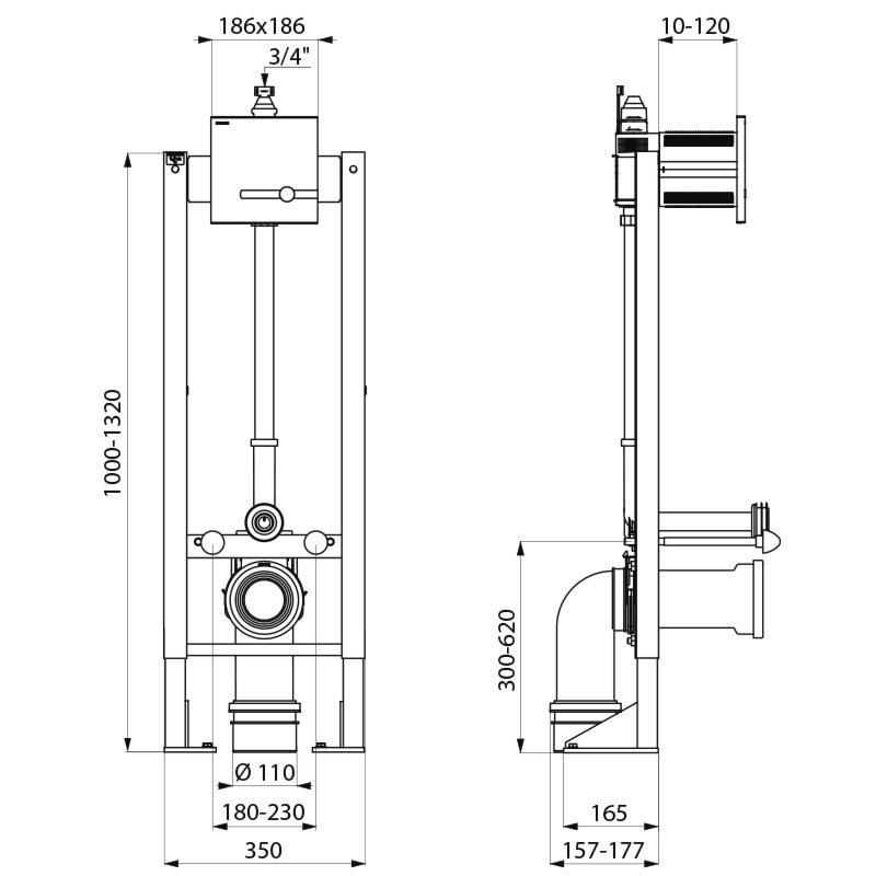 Delabie 0021 P RST WC-istuin setti, elektroninen asennusteline, musta kansi