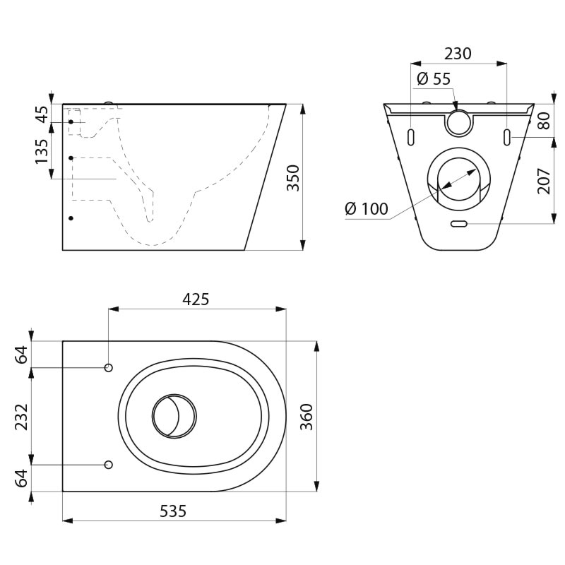 Delabie S21 S wall mounted WC set, electric frame set and lid