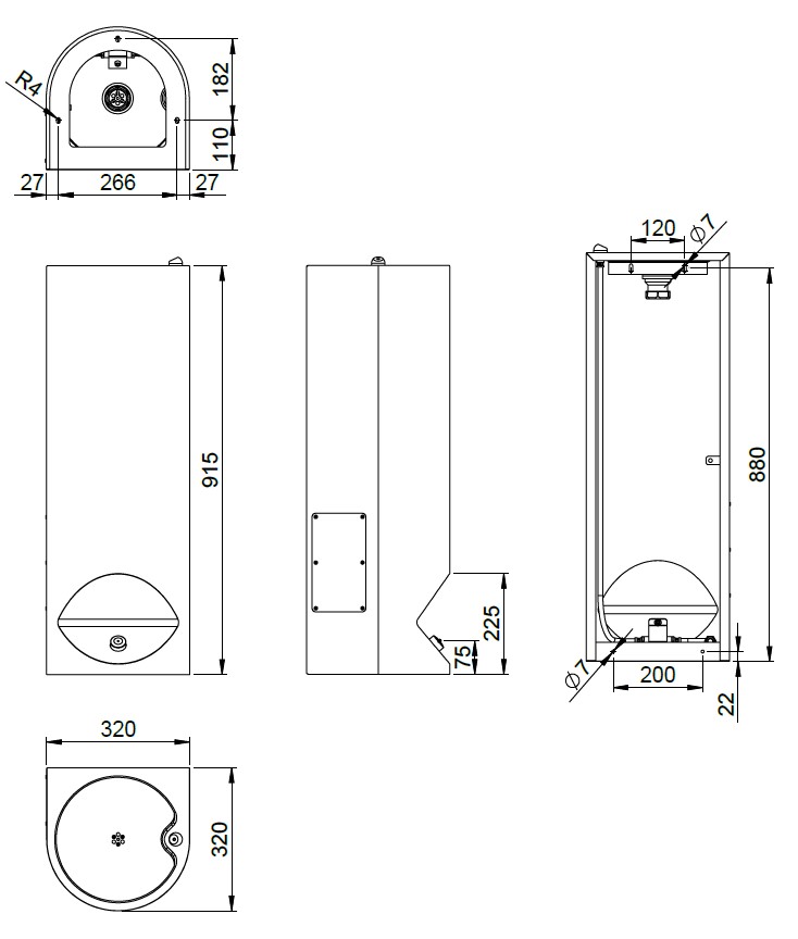 Delabie SHARK 2, jalalla aktivoitava juoma-automaatti, korkeus 915 mm