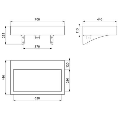 AQUEDUTO wall mtd basin no tap hole 304 st st teel satin (ex-0211150015)