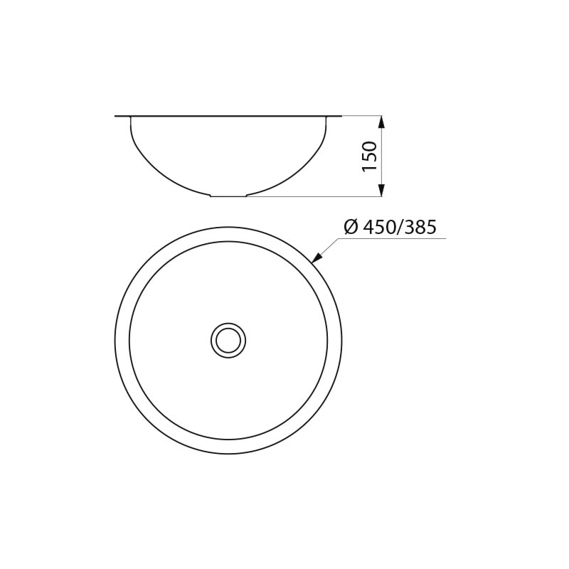 HEMI inset basin Ø385 Matte Black 