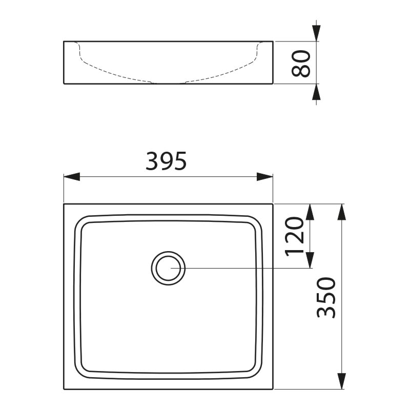 Delabie UNITO 400 x 400 mm tasolle asennettava, kiillotettu satiini