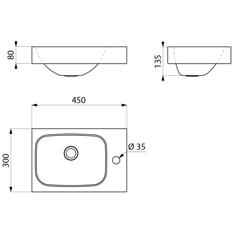 Delabie LAVANDO, wc hand washbasin  Ø35 mm, satin finish