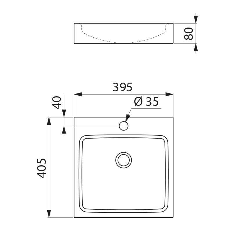 UNITO basin, tap hole 304 satin stainless 