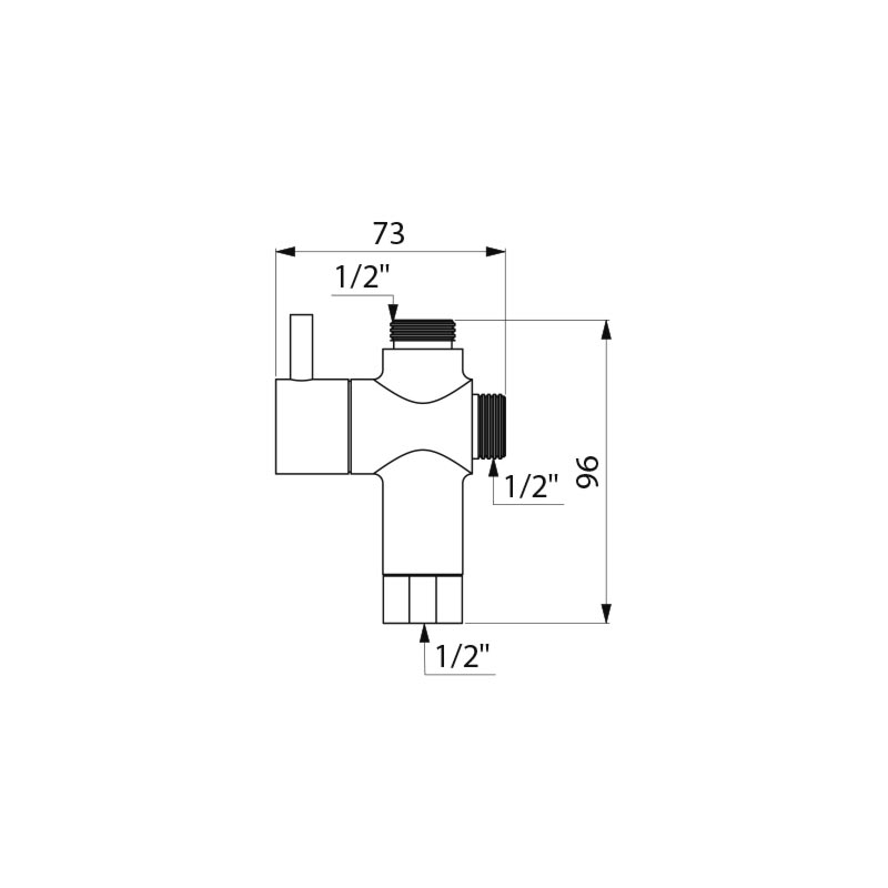 Delabie exposed diverter valve, 1/2 inch 