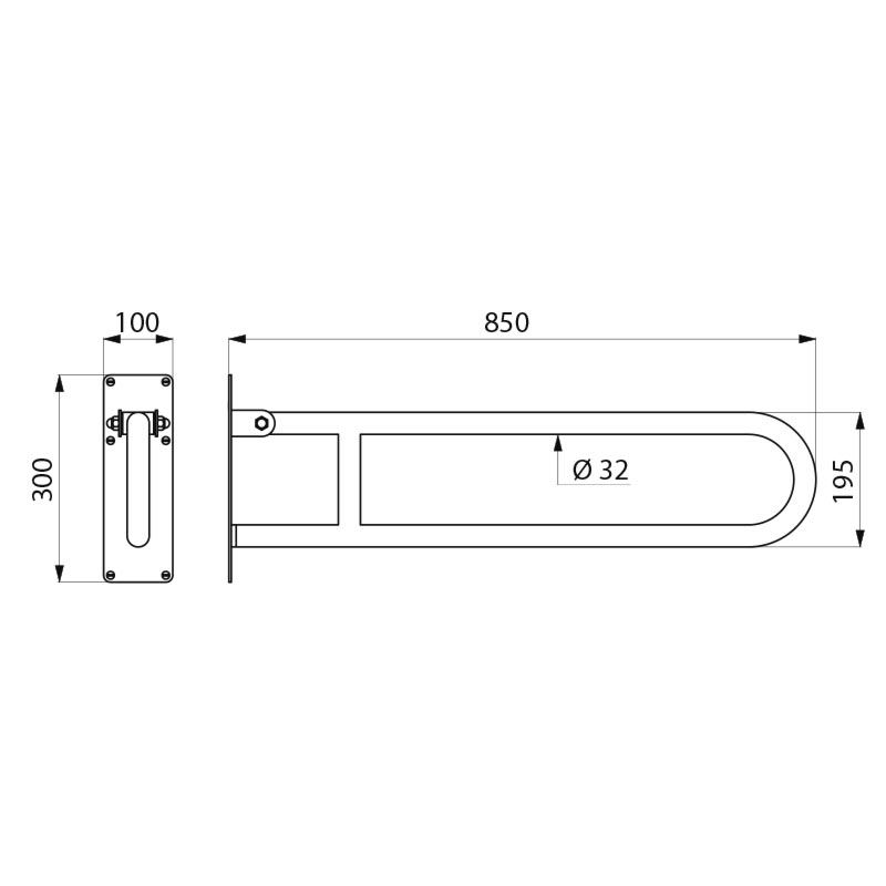 Delabie Basic nouseva nousutukitanko, Ø32, L850mm