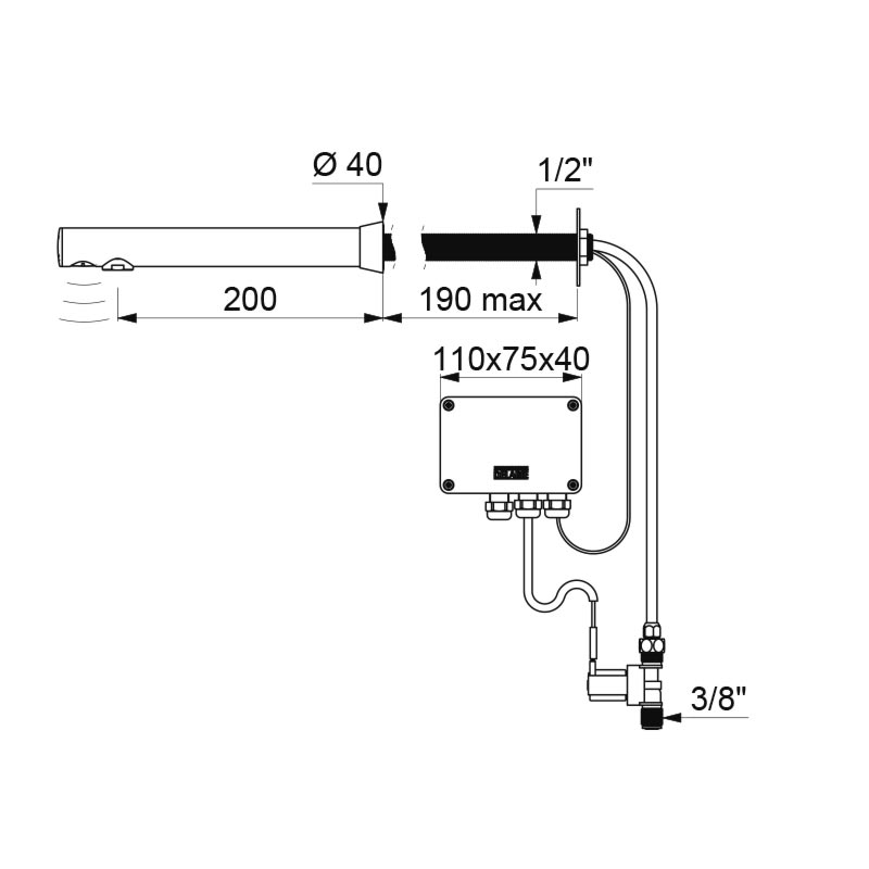 Delabie BINOPTIC pesuallashana, verkkovirta, 230/12V, 200mm