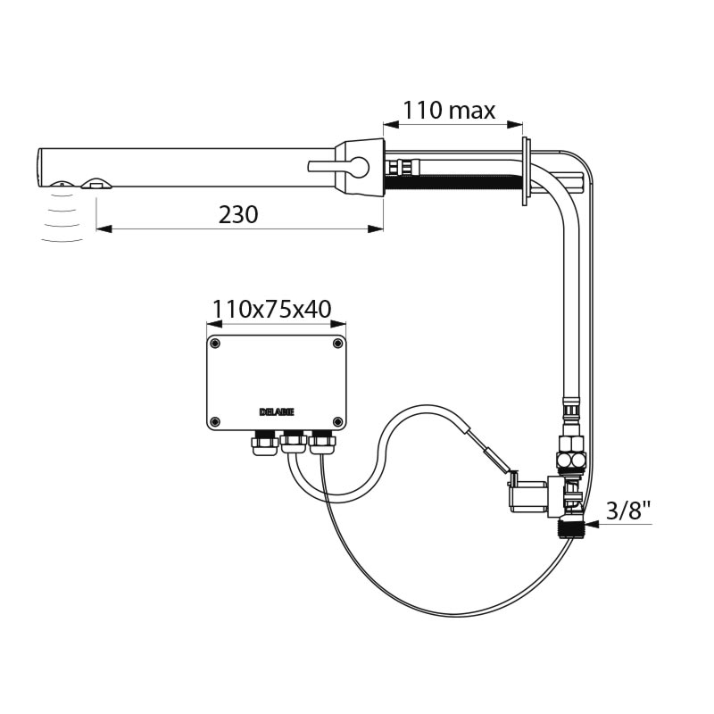 Delabie BINOPTIC hana, lämmönsäädin, verkkovirta 230/12V, 230mm