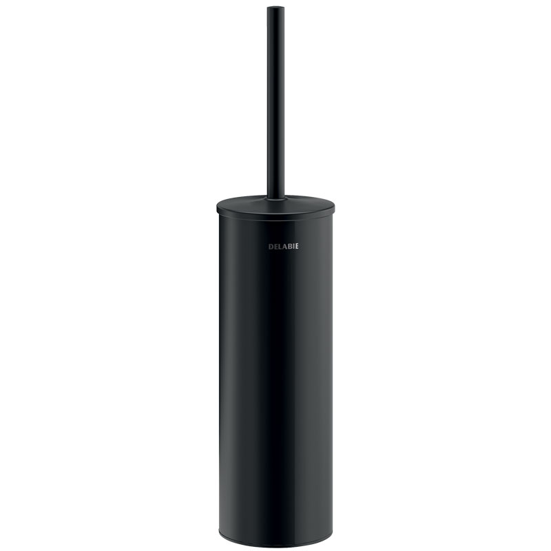 WC brush set wall mounted with lid stainless matte black