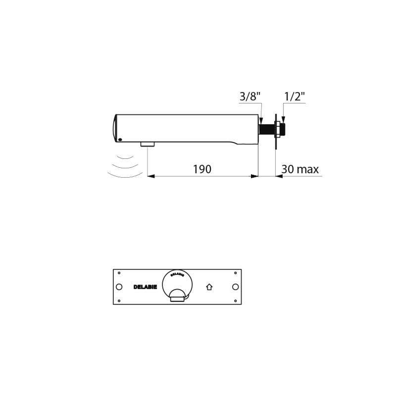 Delabie TEMPOMATIC 4, pesuallashana, 6V paristo, 190mm, seiniin