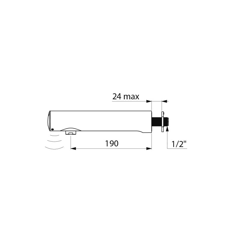 Delabie TEMPOMATIC 4 kosketusvapaa hana, 6V paristo, 190mm, paneeleihin 1-24mm