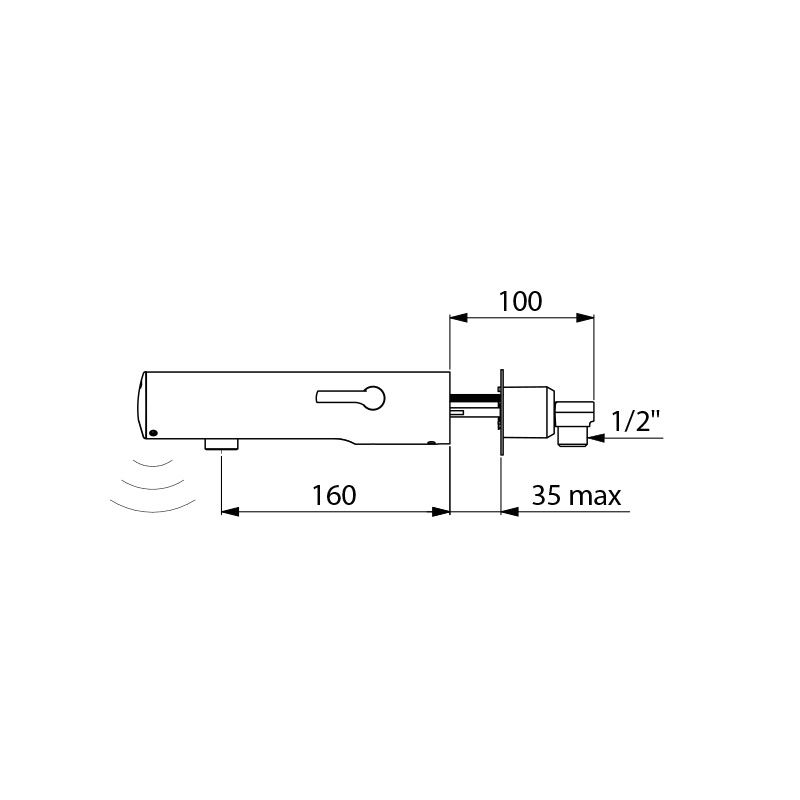 Delabie TEMPOMATIC 4 MIX, pesuallashana, 6V patteri, 160mm, max 35mm seinämiin