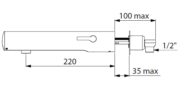 Delabie Tempomatic 4 MIX, pesuallashana, 6V patteri, 220mm, max 35mm seinämään