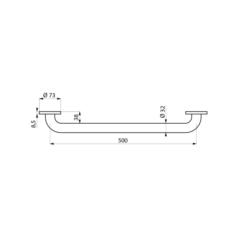 Grab bar Ø32 L500 white Nylon 