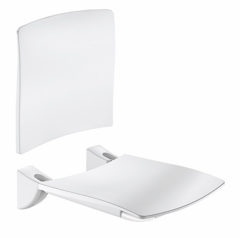 Lift-up Comfort shower seat + backrest white epoxy