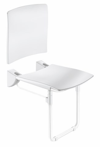 Lift-up Comfort shower seat with backrest + l leg white epoxy