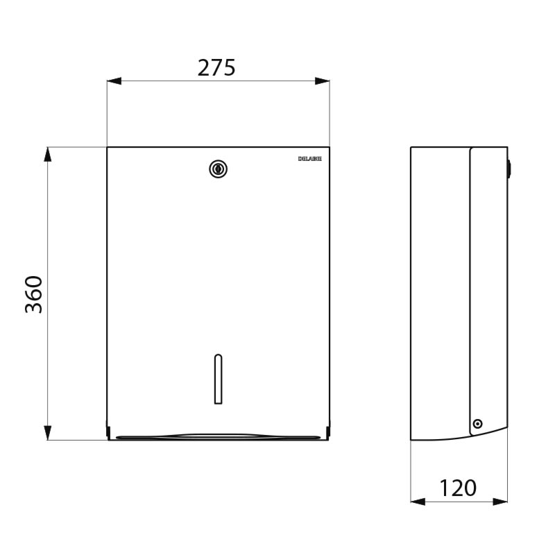 Delabie Paper towel dispenser, for 500 sheets 