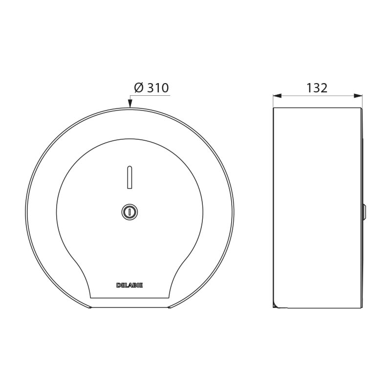 Delabie Large toilet roll holder, 400m, polished satin 304 stainless steel