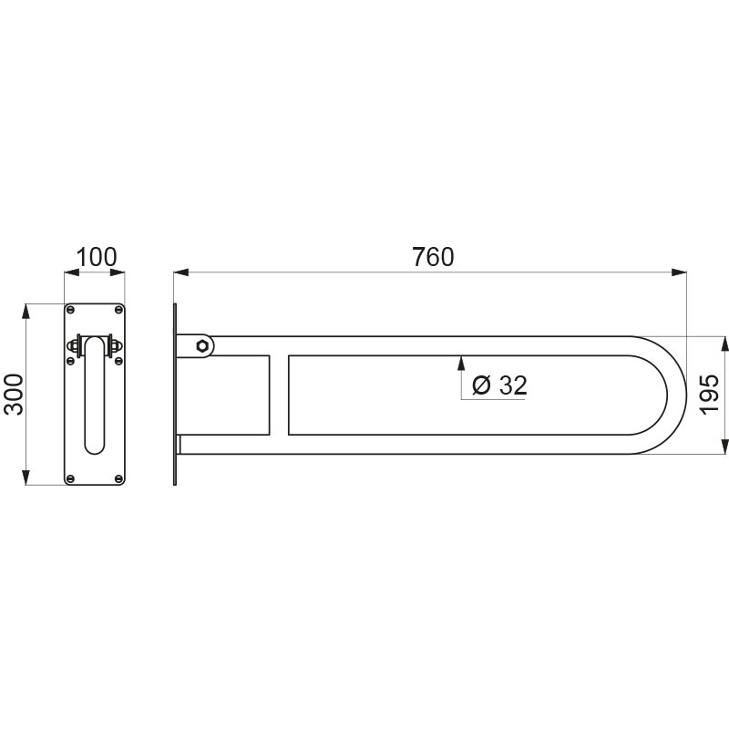 Basic drop-down rail Ø32 L760 white epoxy 