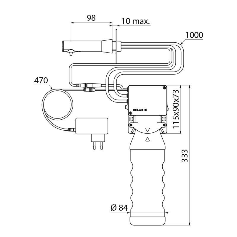 Delabie Wall-mounted electronic soap dispenser, for liquid or foam soap