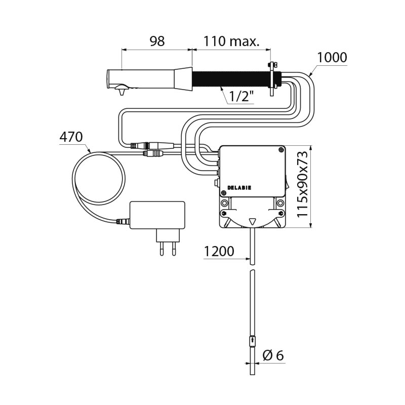 Elec. liquid soap or foam disp. CW. 304 chrome-plated st steel