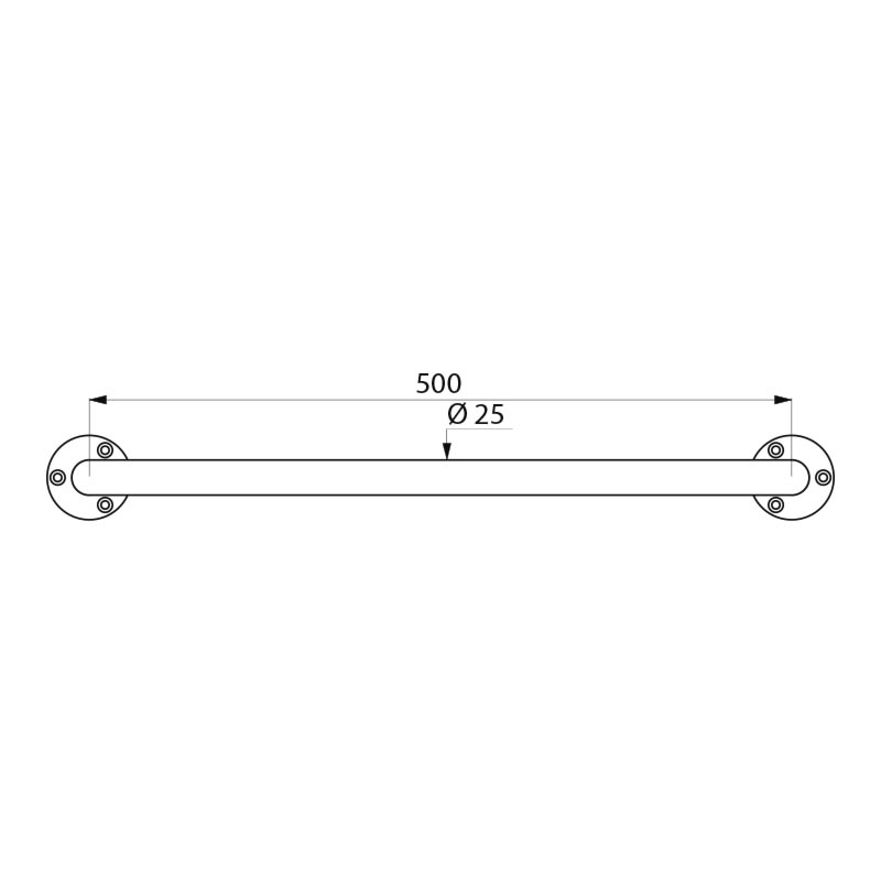 ECO grab bar Ø25 L500 polished stainless stee el