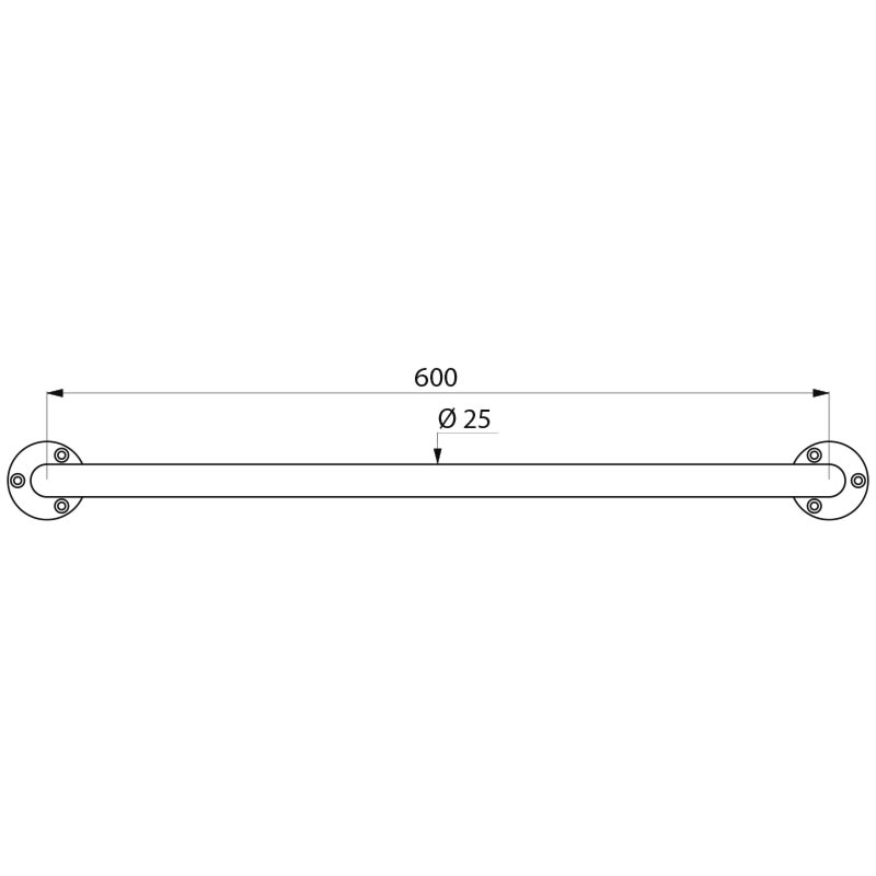 Delabie BASIC tukitanko Ø25, 600mm, kiillotettu RST