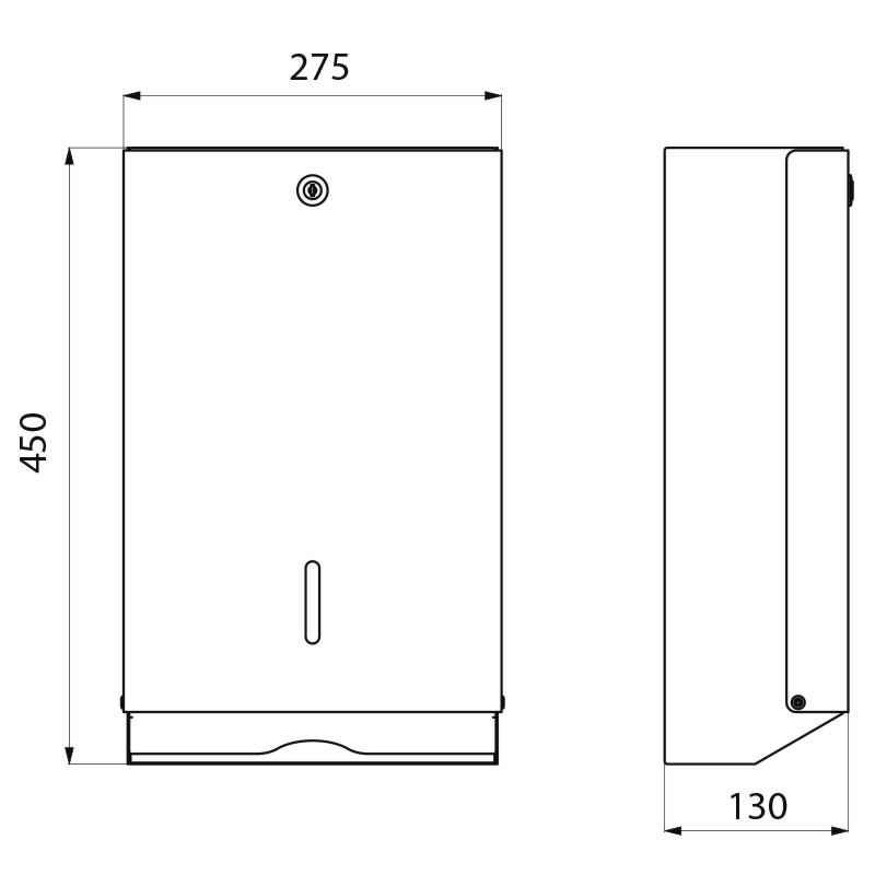 Folded paper towel dispenser stainless steel satin finish