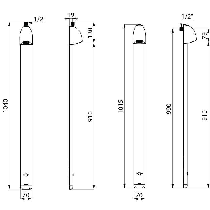 SPORTING anodised aluminium shower panel M1/2", 6V battery