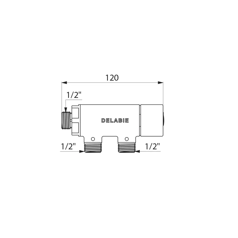 Delabie Premix Compact sekoitusventtiili termostaatilla M1/2, KV 20 l/min