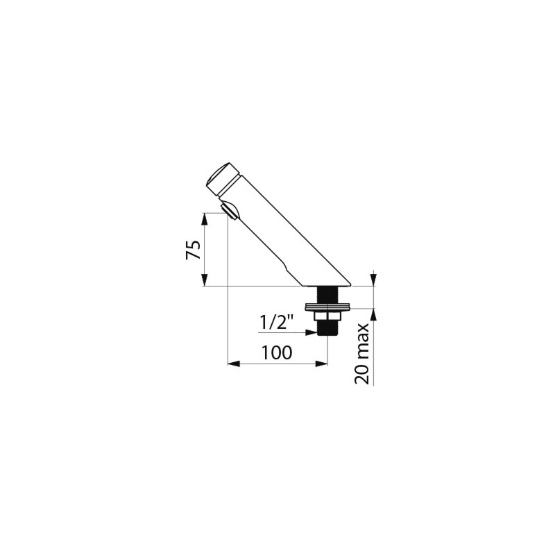 Delabie TEMPOSOFT 2 basin tap, M1/2 inch, ~7sec time flow reinforced fixing