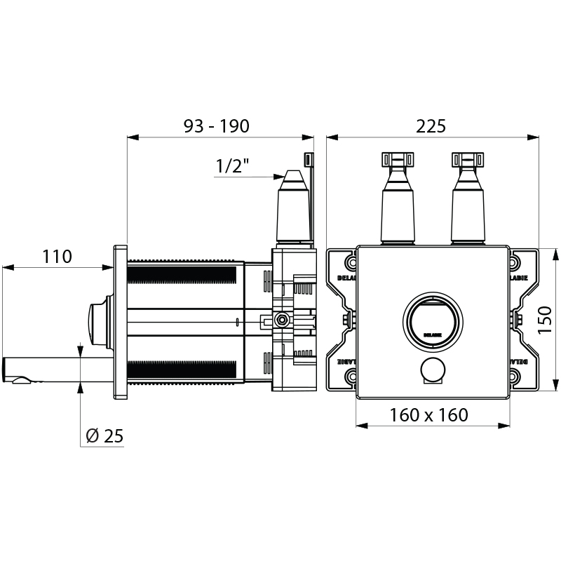 Delabie TEMPOMIX 3 itsesulkeutuva piiloasennushana, 7sek, 110mm