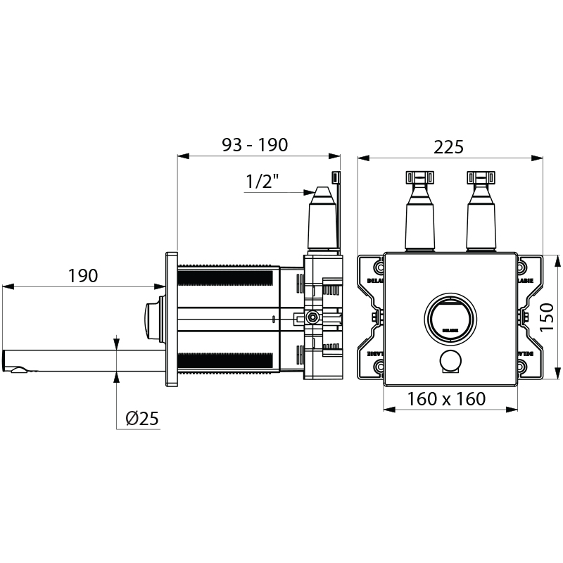 Delabie TEMPOMIX 3 itsesulkeutuva piiloasennushana,  7sek, 190mm