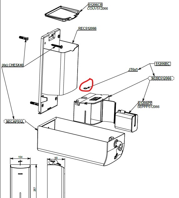 O-rengas 6,0 x 1 EPDM, Delabie 512066, saippua-annostelijoihin