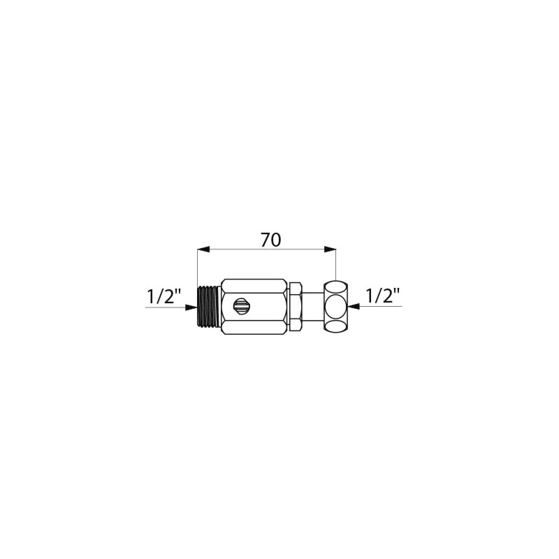 Delabie Inline stopcock union MF1/2, L70mm