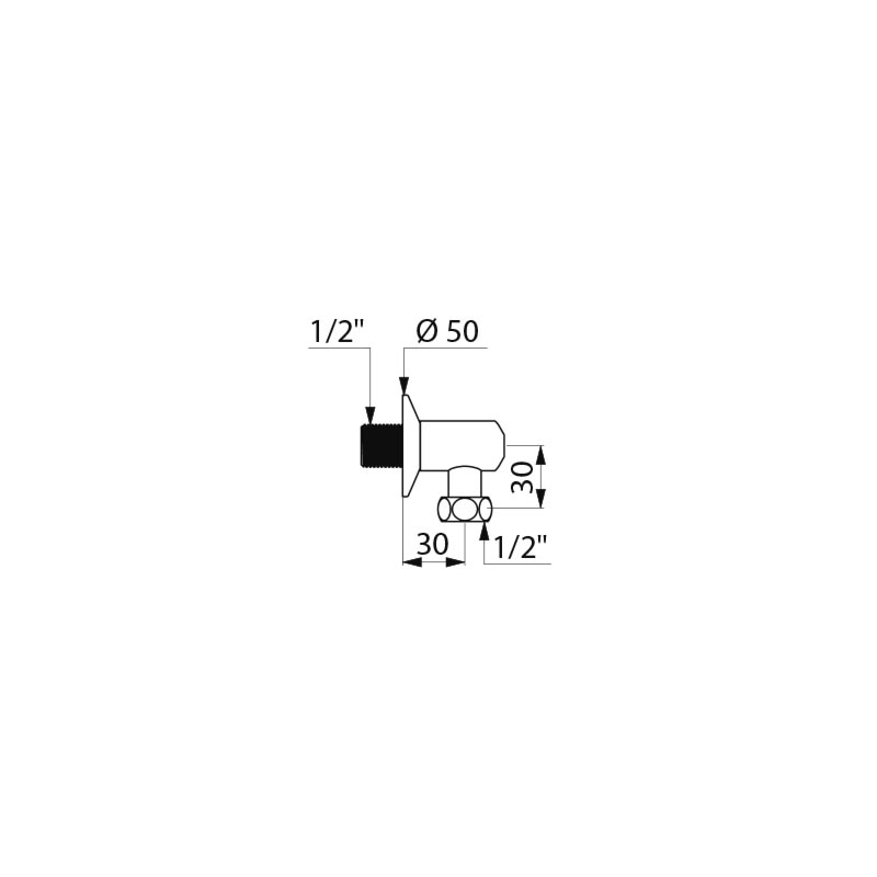 Delabie kulmaliitin MF1/2", pituus 30mm, sulku