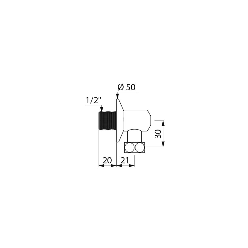 Delabie Kulmaliitin MF1/2, pituus 20mm, sulku