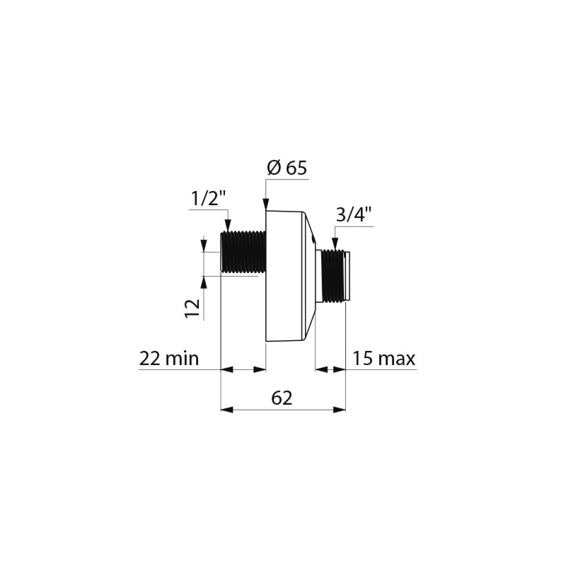 Delabie epäkeskoliitin M1/2 - M3/4mm, 2kpl pakkaus,