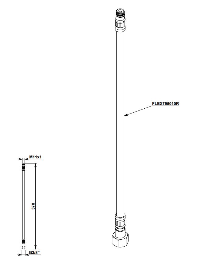 Delabie  PEX asennusletku hanoille, 11 mm,  F3/8, 370 mm