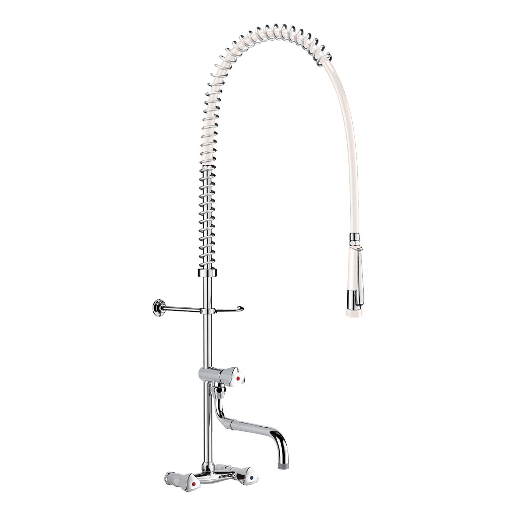 Delabie Wall-mounted pre-rinse set with mixer and telescopic spout