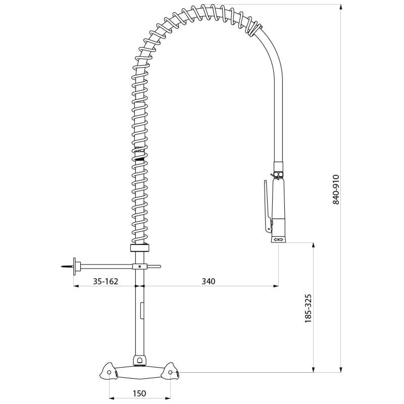 Delabie Wall-mounted pre-rinse set with mixer 