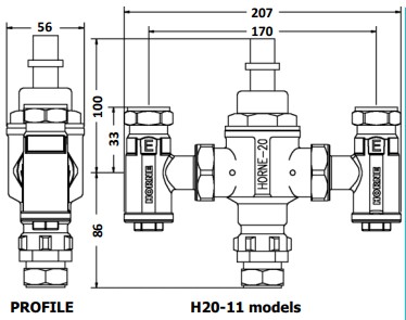 Horne Veden termostaattinen sekoitusventtiili, TMV 20