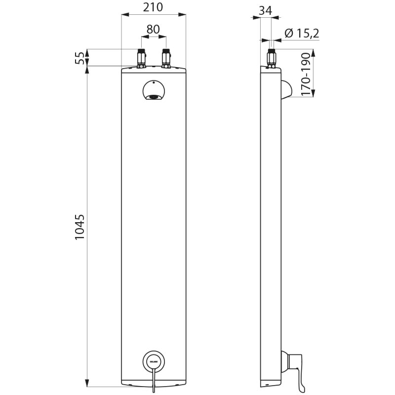 SECURITHERM sequential shower panel copper in nlets Ø15